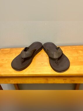 Flojos Ryan Men's Arch Support Flip Flops, Brown - Size 12 (VGUC)
